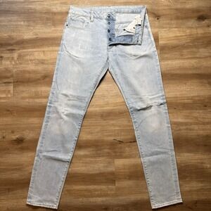 G-Star Raw 3301 Slim Jeans Men 33x36 Light Wash Distressed Blue Denim Streetwear